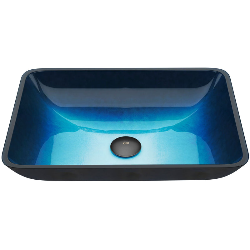 Glass Rectangular Vessel Bathroom Sink/Basin, Turquoise K5092