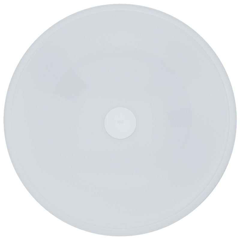 Glass Round Vessel Bathroom Sink/Basin with Rounded Edges & Deep Bowl, White S5625