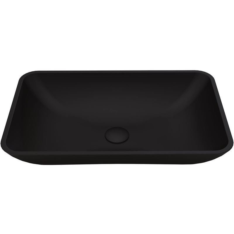 Hadyn Glass Rectangular Vessel Bathroom Sink/Basin with Rounded Edges & Deep Bowl, Black P5885