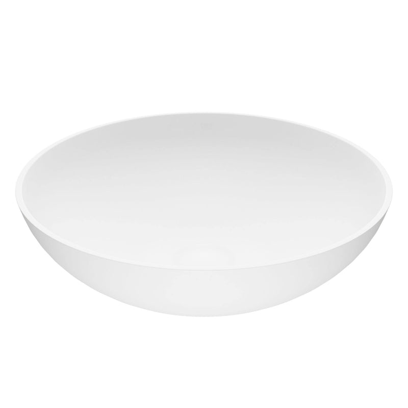 Lotus Matte Stone Round Composite Vessel Bathroom Sink/Basin with Deep Bowl, White S9442