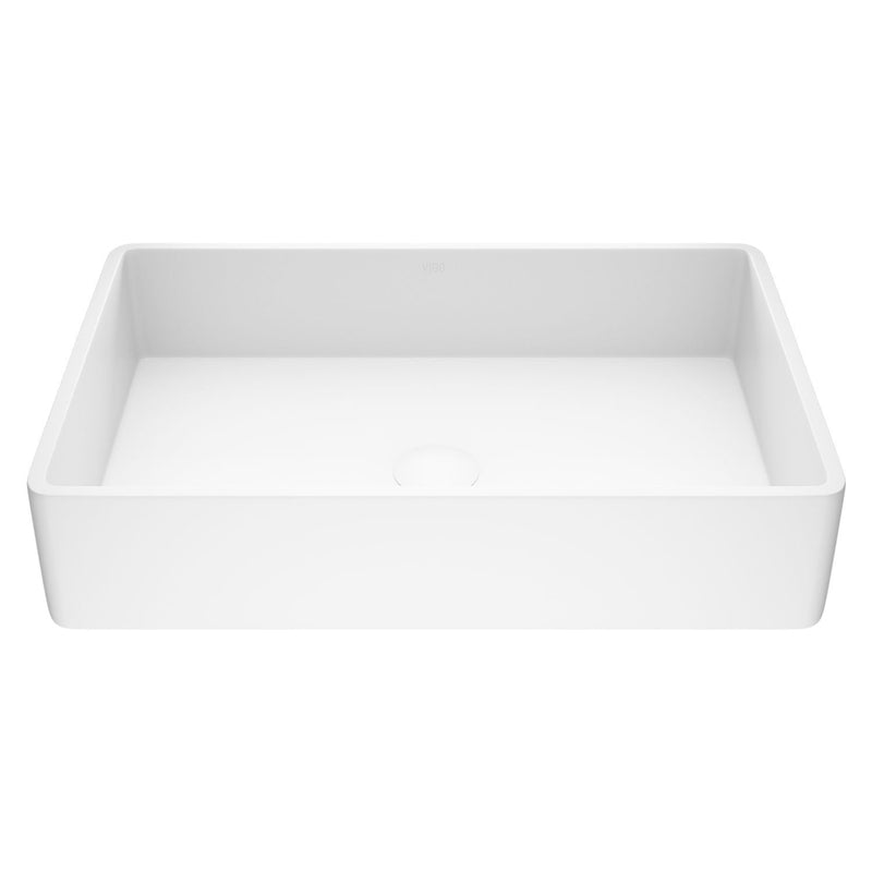 Magnolia Matte Stone Vessel Bathroom Sink/Basin with Deep Bowl, White D2519