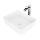 Marigold Matte White Bathroom Sink/Basin Set with Niko Faucet and Rectangular Composite Vessel