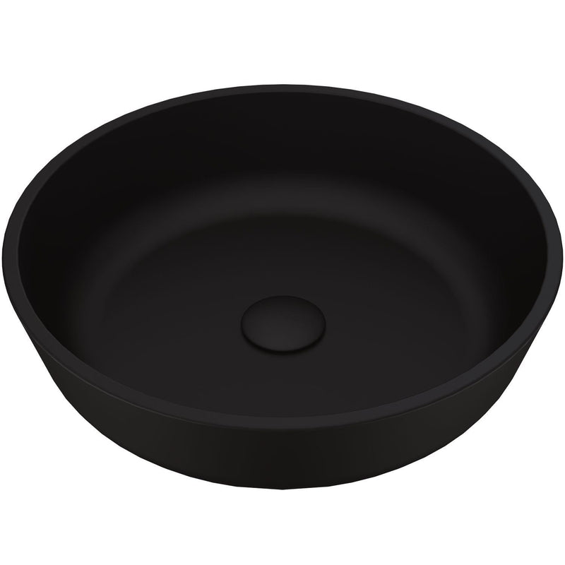 Modus Glass Round Vessel Bathroom Sink/Basin with Rounded Edges & Deep Bowl, Black A7088
