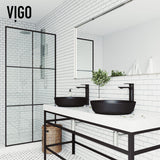 Modus Glass Round Vessel Bathroom Sink/Basin with Rounded Edges & Deep Bowl, Black