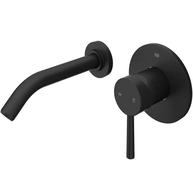 Olus Single Handle Wall Mount Bathroom Sink Faucet, WaterSense Certified, Matte Black B0816