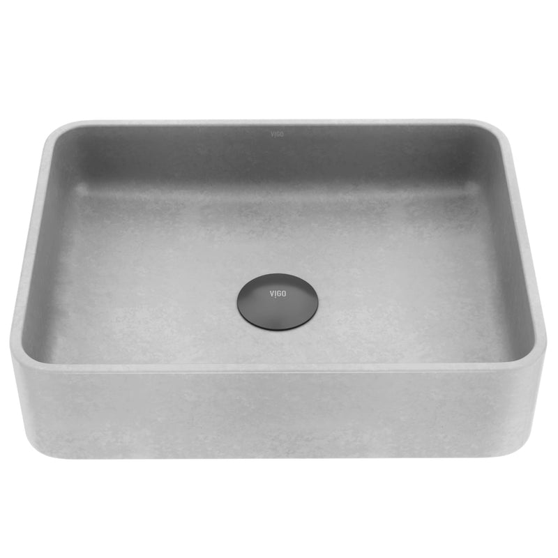 Segovia Gothic 16x12-in Deep Grey Bathroom Sink/Basin with Rectangular Vessel J1023