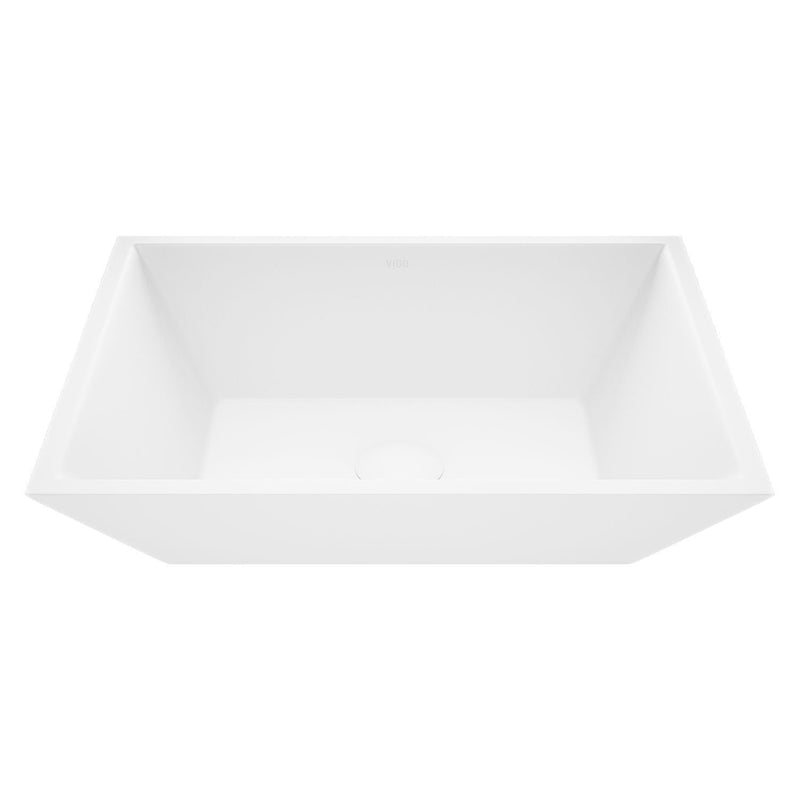 Vinca Matte Stone Vessel Bathroom Sink/Basin with Deep Bowl, White B4673