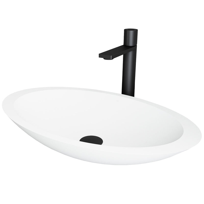 Wisteria White Bathroom Sink/Basin Set with Gotham Faucet and Oval Composite Vessel E3623