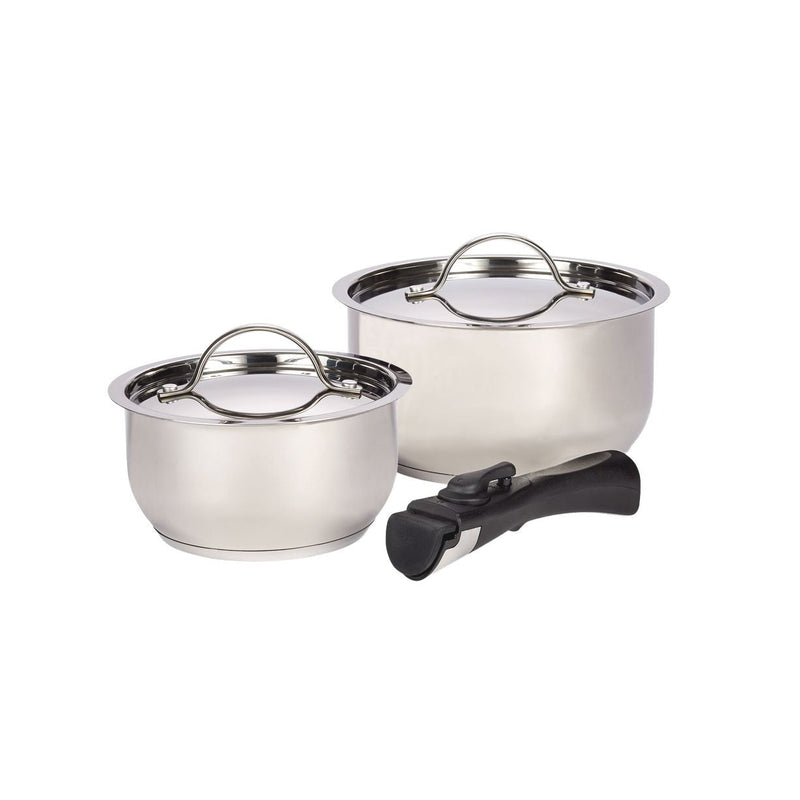 Provision Stainless Steel Camping Cook Pot Set, Made in Canada, 3-pc V9086