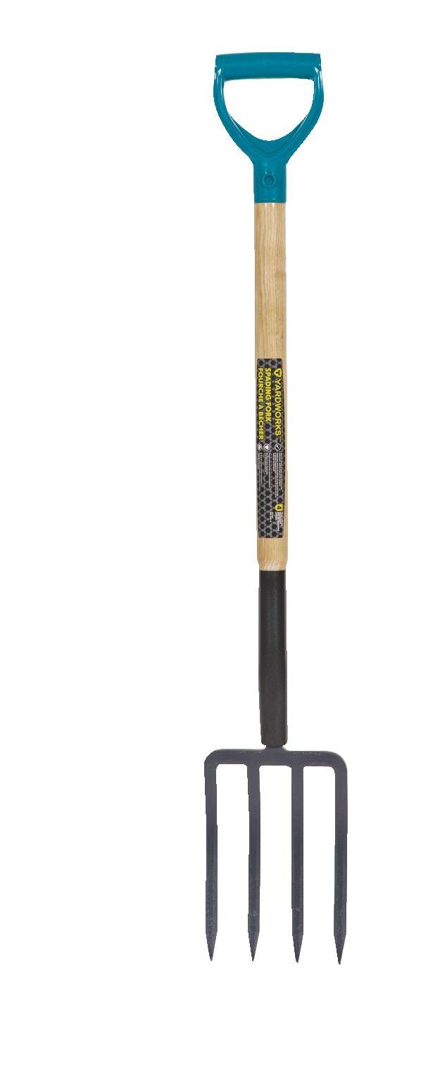 Tempered-Steel 4-Tine D-Grip Garden Fork, 30.5-in Wooden Shaft W3268
