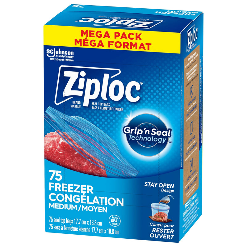 Medium Plastic Freezer Bags Mega Pack, 520-mL, 75-pk L1277